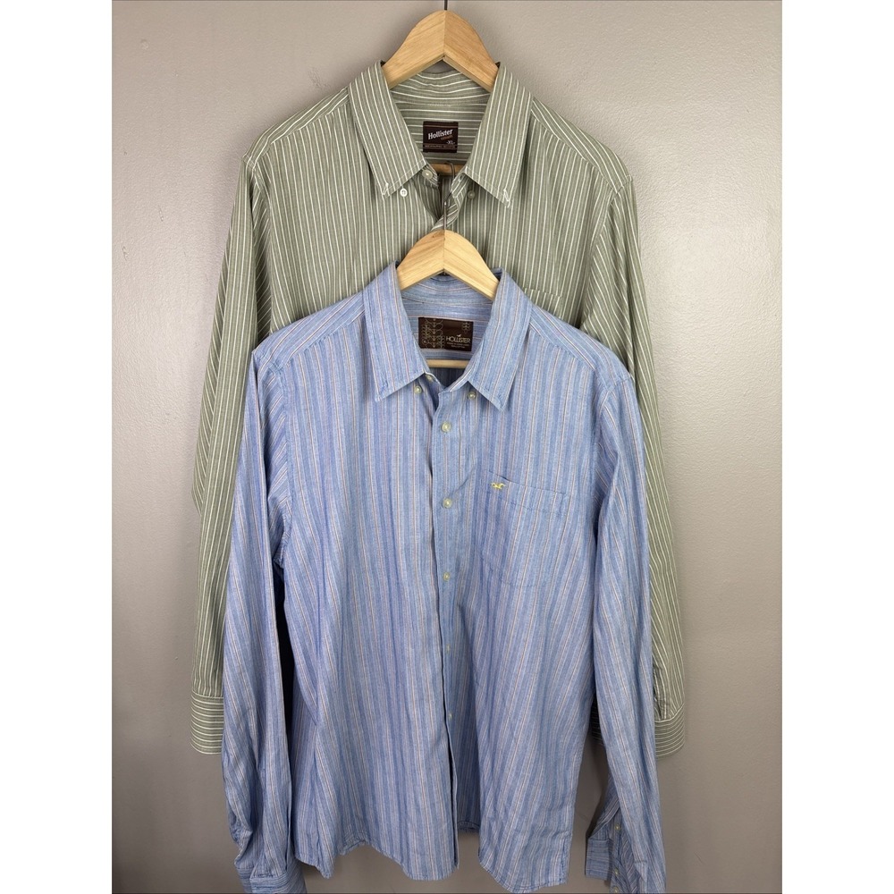 Vintage Hollister 90s Long Sleeve Button Down Shirts‎ Striped Lot Of 2 Y2K